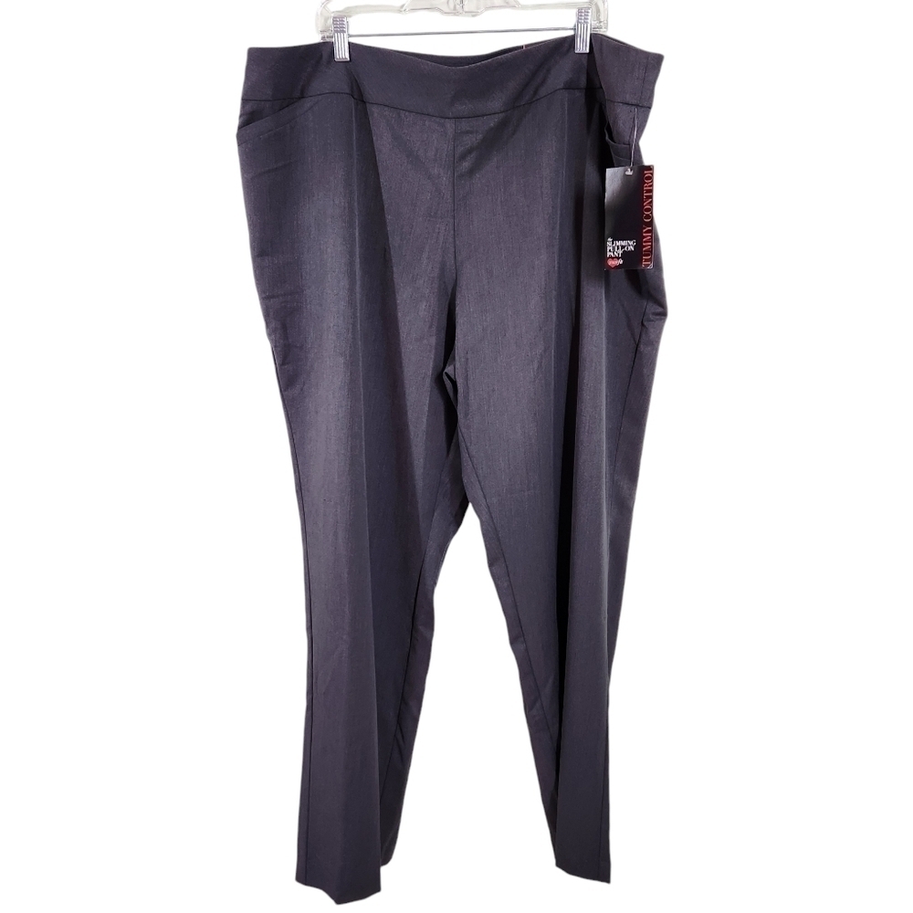 NWT Avenue Grey Pull On Dress Pants Tummy Control Plus, sz 22